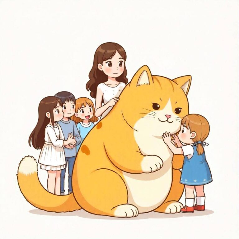 にゃんこの毛づくろいがもたらす癒しと家族の笑いの瞬間