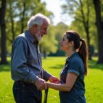 杖をついた老人に遭遇した時の安全な対応方法と心温まるコミュニケーション術