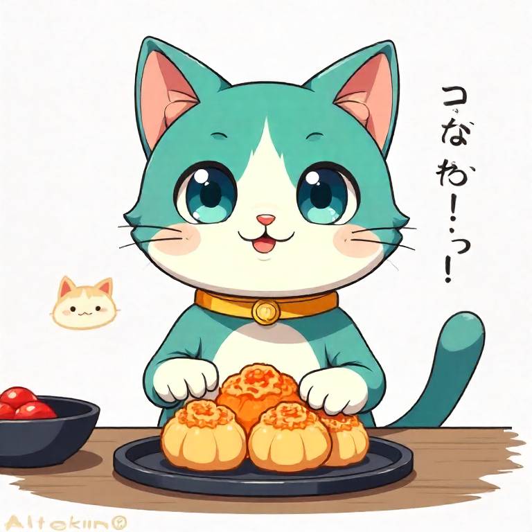 AI猫が焼くたこ焼きの魅力とユーモアの世界
